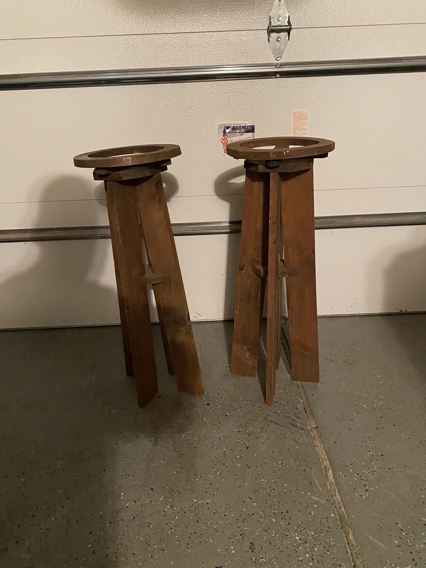 Folk Art Wooden Plant Stands