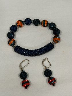 Swarovski Blue/Orange Bracelet and Earrings Never Worn. Great Gift Idea! 💙🧡