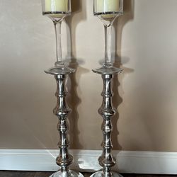 Silver Plated Pillar Candle Holders (Candles can be included)