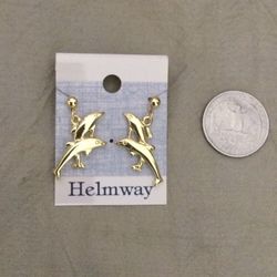 Gold Plated Jumping Dolphins Drop Earrings 
