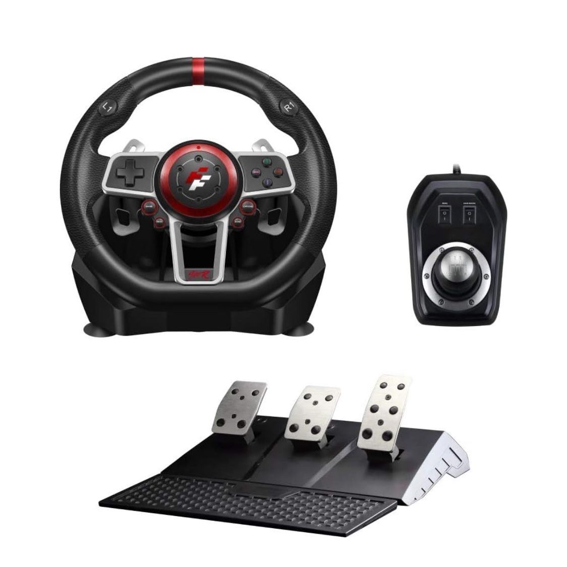 Flashfire Suzuka 900R racing wheel set with Clutch pedals and H-shifter for PC, PS3, PS4, Xbox 360, XBOX ONE and Nintendo Switch