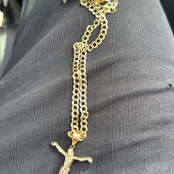 14k Real Gold 28g Chain And Pedant 