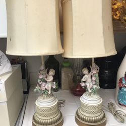 Beautiful Pair Of Antique Ceramic Lamps Both Only $60