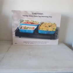 CHEFMAN FAMILY-SIZED GLASS TOP WARMING TRAY