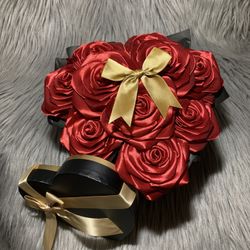Heart Shaped Box With Ribbon Flowers In It The Perfect Goft This Valentine❤️