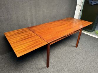 Vintage MCM mid-century modern Danish Teak Expansion Dining Table kitchen table L34”~L58”*W34”*H29”(address in description) 👇delivery 🚚 available wi