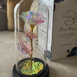 LED Galaxy Rose in Glass Dome – Beautiful Gift Decor
