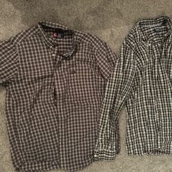 Large bag of 7 men's shirts, new and like new, and trousers, size M, all for $15!