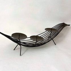 Wrought Iron Gondola Boat 3 Votive Candle Holder Decor