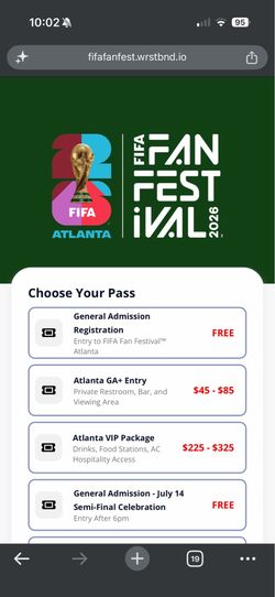 4 x Fan Fest Tickets GA 07/14