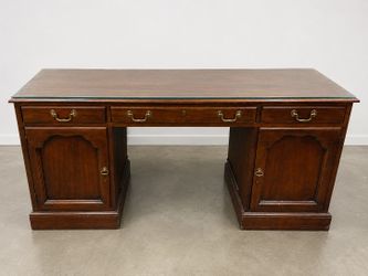 Solid Wood Executive Desk with Glass Top