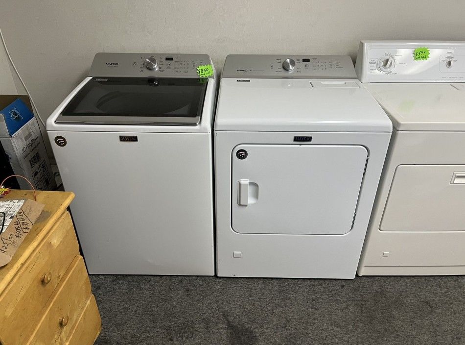 maytag bravos top load washer dryer set color white