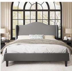 Full size gray velvet  bedframe new