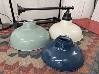 REJUVENATION Outdoor Dome Lighting Fixture w/ Seafoam Green, White, & Navy Blue Shades