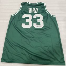 Larry Bird Autographed Green Pro Style Basketball Custom Jersey With ACA COA