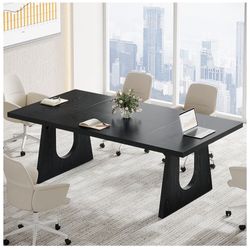 Tribesigns 70.9-inch Conference Table, Large Rectangular Office Meeting Desk, Modern Wood Conference Meeting Room Table for 6-8 People, Business Semin