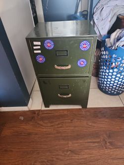 Green  Metal  Two Drawer  Filing Cabinet 