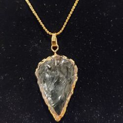 Genuine Quartz Crystal Arrowhead Necklace
