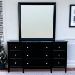 Ashley Furniture Carlyle Almost Black 9-Drawer Dresser & Vanity Mirror
