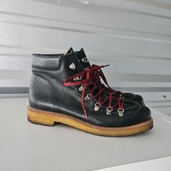 Pilcro Leather Hiking Boots Mens 8 Womens 10 Black Crepe Sole Made In Spain EU 41