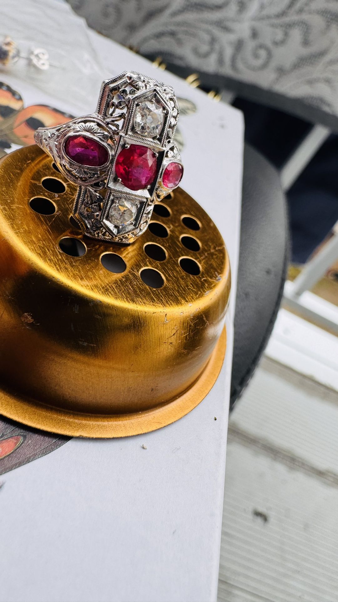 Art Deco Burma Ruby And Diamond Ring 18k