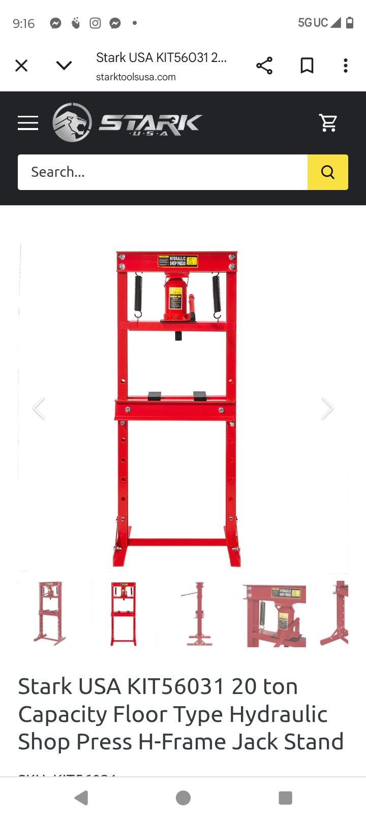 20ton capacity Floor Type Hydraulic Shop Press H-frame Jack Stand