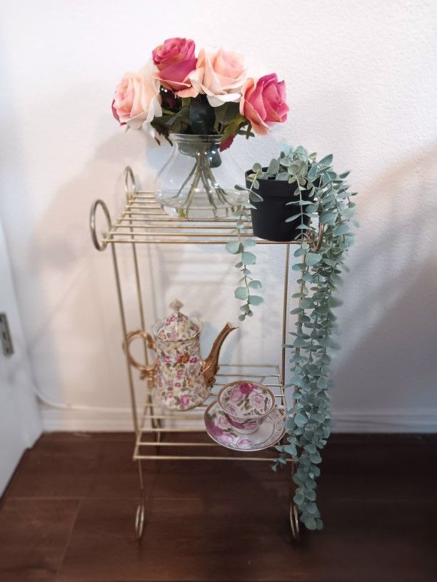 Gold Metal Vintage Sidetable For Sale