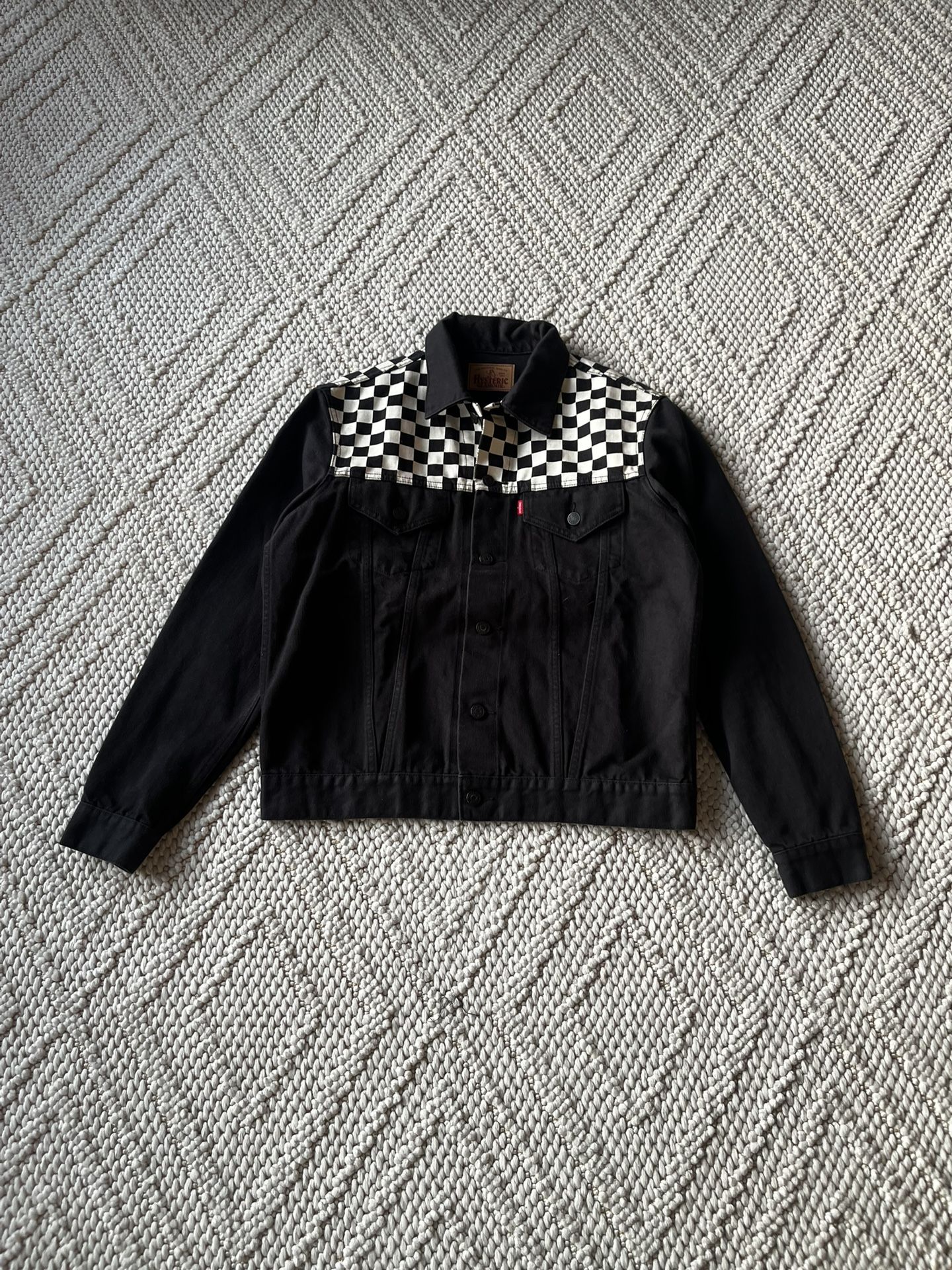 Hysteric Glamour Japanese Checker Flag Black Denim Men’s Jean Jacket
