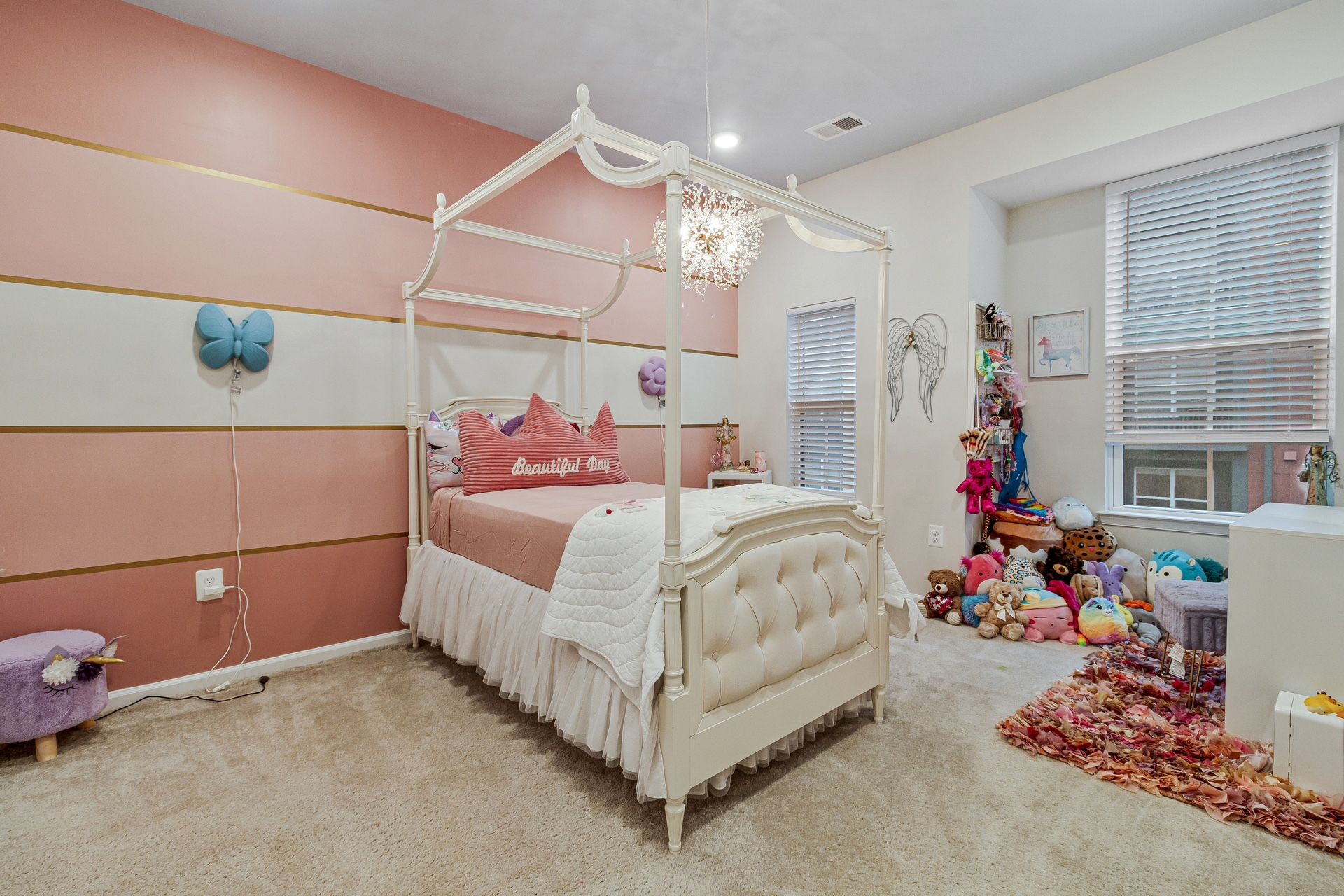 Blythe Tufted Canopy Bed Twin French White