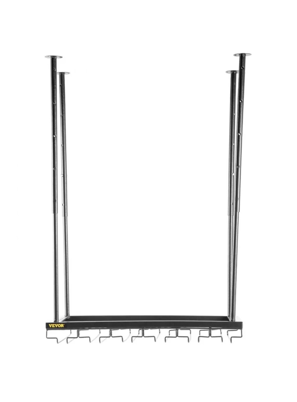 VEVOR Ceiling Wine Glass Rack, 23.6 x 13.8 inch Hanging Wine Glass Rack, 18.9-35.8 inch Height Adjustable Hanging Wine Rack Cabinet, Black Wall-Mounte