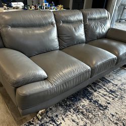 Gray Leather Couch And Loveseat