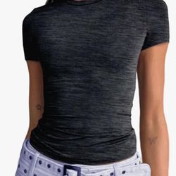 Abardsion Women's Casual Basic Going Out Crop Tops Slim Fit Short Sleeve Crew Neck Tight T Shirts