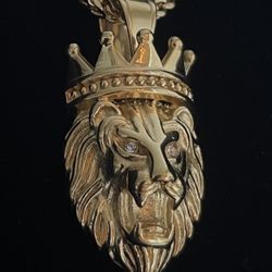 20” Rope Chain With King Lion Charm • LIFETIME WARRANTY • GOLD BONDED