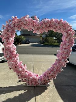 6.5 Ft Pink Faux Floral Heart Arch- FOR SALE