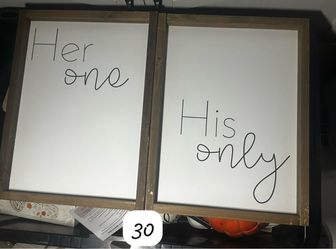 Her One His Only Framed Sign Set