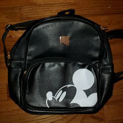 Medium Disney Backpack Black Leather Purse