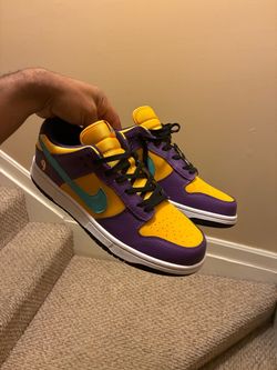 Size 10 Nike Dunk Low Purple Yellow Teal Sneakers