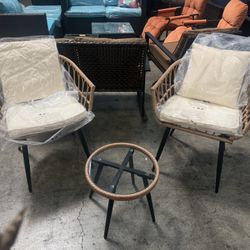 Brand New 3 Pieces Conversation Set Wicker Patio Furniture outdoor Chair Table Front Porch 