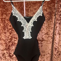 Black Bodysuit w/ Lace Trim
