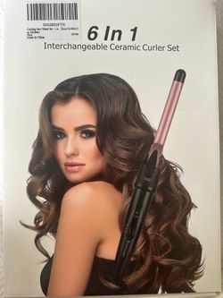 Beach Waves - 6-in-1 automatic rotating curler set, 6-barrel (3/4, 1.1/4 inch) hair curler, dual-voltage curling wand for professional hairstyle, trav