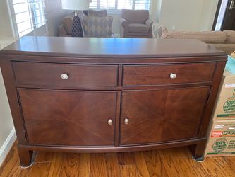 Dark Cherry Wood Buffet Sideboard Cabinet