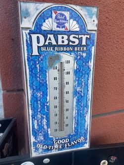 Antique Pabst Tin Sign Thermometer Mancave