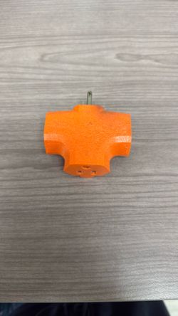 Heavy-Duty 3-Outlet Orange T-Tap Extension Cord Adapter Block
