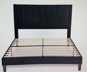 Black velvet upholstered bed frame- Full Size