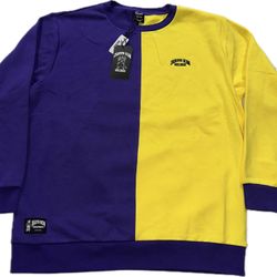 Death Row Records Purple & Yellow Pullover Crewneck Sweatshirt Mens 3XL New 