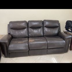 Brown Leather Sofa 