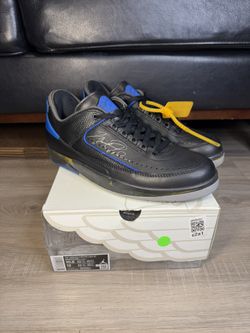 Size 10.5 - Air Jordan 2 Retro Low Off-White Black Varsity Royal DJ4375-004