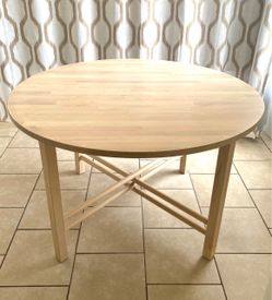 IKEA BJÖRKSNÄS Solid Birch Round Dining Table - Boho Modern