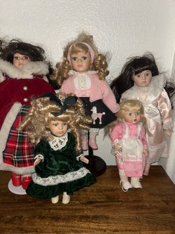 Lot of 5 Porcelain Collector Dolls
