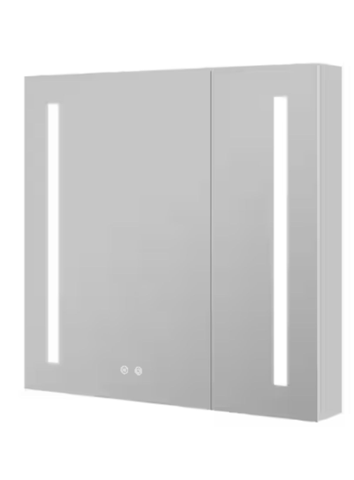 WELLFOR 30” W x 30” H Aluminum Recessed or Surface Mount Medicine Cabinet with Mirror 2 Door Dimmer LED Lighted, Defogger 